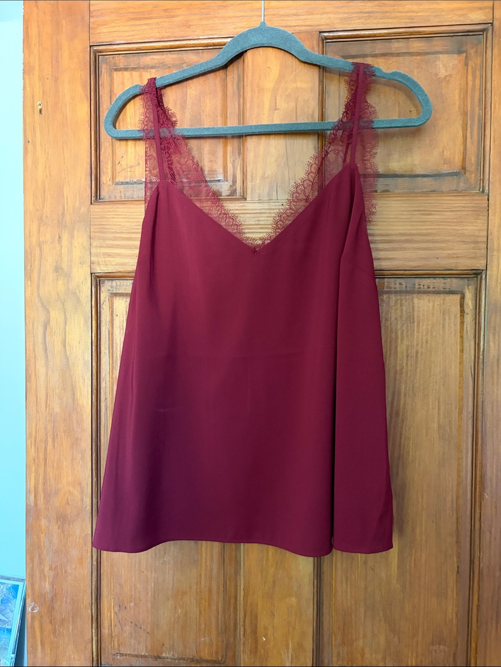 Express Lace-Trim Camisole in Burgundy
